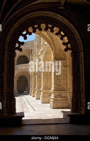 Kreuzgang, claustro, Hieronymus-kloster, hieronymites Kloster, UNESCO-Weltkulturerbe, spätgotischen Stil, manuelinischen Stockfoto