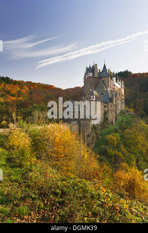 Höhenburg der Burg Eltz, Ganerbenburg, eine Burg, die Zugehörigkeit zu einer Gemeinschaft der Miterben, Muenstermaifeld, Wierschem, Mosel Stockfoto