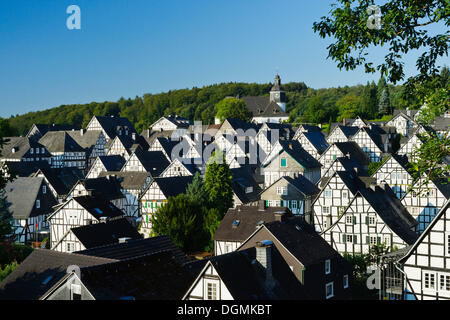 Fachwerk Häuser, Stadt Freudenberg, Siegerland Region, Siegen-Wittgenstein District, North Rhine-Westphalia Stockfoto