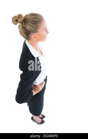 Hohen Winkel Höhenplan der attraktiven Geschäftsfrau posiert Stockfoto