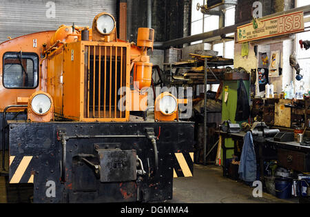 Werkstattgebäude, Depot des HSB, Harzer Schmalspurbahnen Schmalspur-Eisenbahn, Wernigerode, Harz, Sachsen-Anhalt Stockfoto