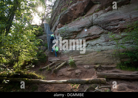 Werner Berg, Deutschland, die Treppe zur Aussichtsplattform auf der - Wachtfels- Stockfoto