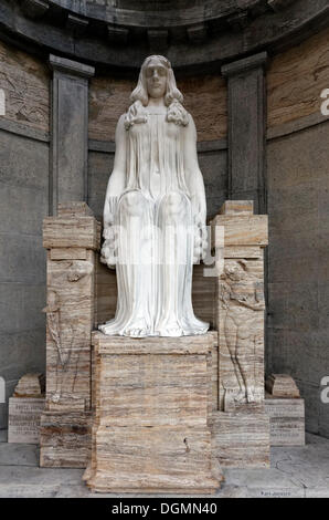 Monumentale Skulptur einer trauernden Frau, historische Mausoleum der Familie Henkel Industrialists, Nordfriedhof Friedhof Stockfoto