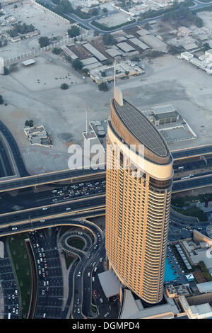 Blick vom Burj Khalifa auf ein Hochhaus, The Address, Dubai, Vereinigte Arabische Emirate, Naher Osten, Asien Stockfoto