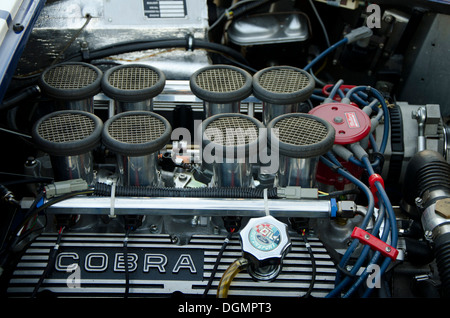 Motor eines Oldtimers AC Cobra in New Jersey, USA. Stockfoto