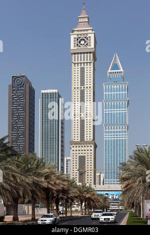 Wolkenkratzer gebaut in unterschiedlichen Baustilen, Dubai International Financial Centre, DIFC, Dubai, Vereinigte Arabische Emirate Stockfoto