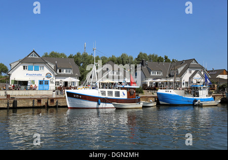 Angelboote/Fischerboote in den Hafen von Vitte Hiddensee, Deutschland Stockfoto