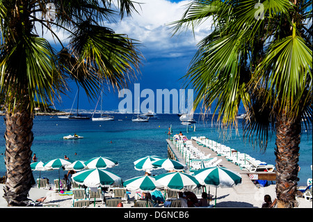 Europa, Frankreich, Alpes-Maritimes, 06, Antibes. Cap d ' Antibes. Der private Strand La Garoupe. Stockfoto