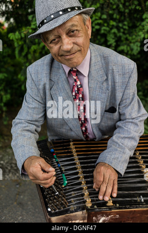 Berlin, Deutschland, ein Zitherspieler bei dem Karneval der Kulturen Stockfoto