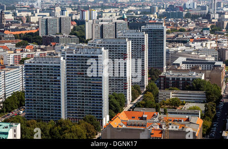 Draufsicht auf das Zentrum von Berlin mit Wolkenkratzern in der Leipziger Straße Straße, Berlin Stockfoto