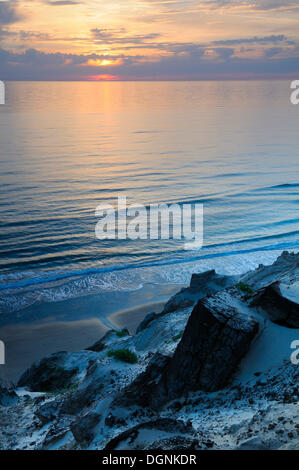 Sonnenuntergang und Küsten Klippe in der Nähe von Rubjerg Knude, eine Wanderdüne in Dänemark, Europa Stockfoto