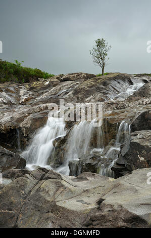 Sgurr Nan Gillean von Sligachan, Wasserfälle, Schottland, Isle Of Skye, Schottland, Vereinigtes Königreich Stockfoto