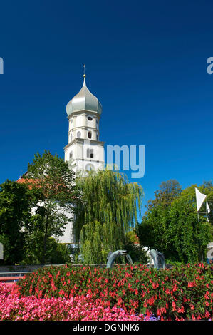 Pfarrkirche in Wasserburg bin Bodensee, Bodensee, Baden-Württemberg Stockfoto