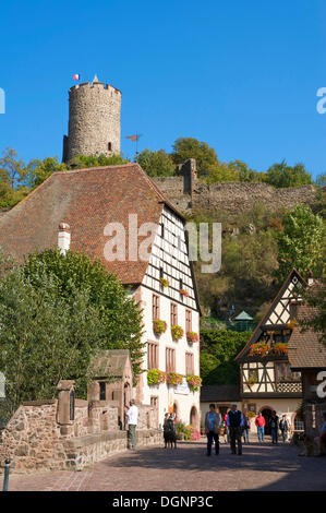 Fachwerkhäuser in Kaysersberg, Elsass, Frankreich, Europa Stockfoto