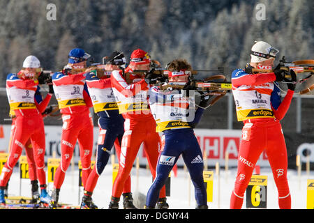 Biathlon-Weltcup an die shooting Range, Antholz, Provinz Bozen-Bozen, Italien, Europa Stockfoto