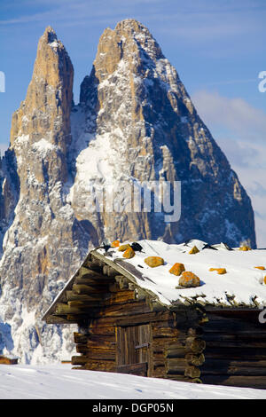 Mt. Schlern in Winter, Dolomiten, Südtirol, Italien, Europa Stockfoto