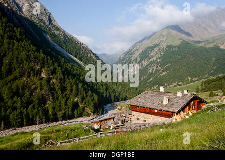 Rableid Alm während des Aufstiegs zum Hochwilde Berg im Pfossen Tal, Val Senales, Alto Adige, Italien, Europa Stockfoto