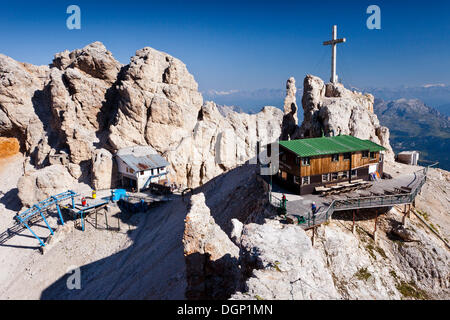 Schutzhütte Rifugio Lorenzi und Forcella Staunies, Belluno, Dolomiten, Italien, Europa Stockfoto