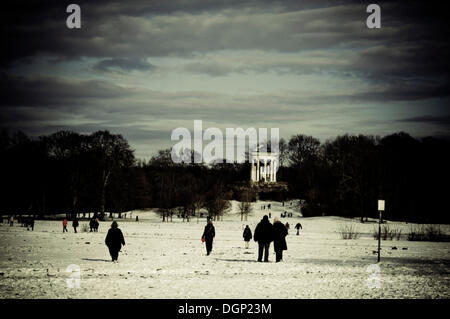 Winterlandschaft im englischen Garten, München, Bayern Stockfoto