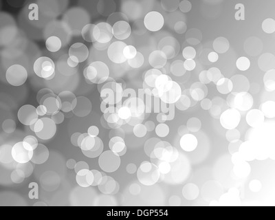 Silberner Hintergrund mit Bokeh Lights. Stockfoto