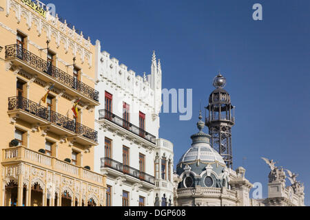 Turm der Post im Plaza del Ayuntamiento, Valencia, Comunidad Valenciana, Spanien, Europa Stockfoto