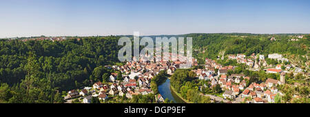 Blick über Sulz bin Neckar, Neckar River, Baden-Württemberg Stockfoto