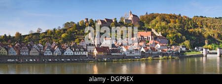 Hirschhorn bin Neckar, Neckar River, Baden-Württemberg Stockfoto