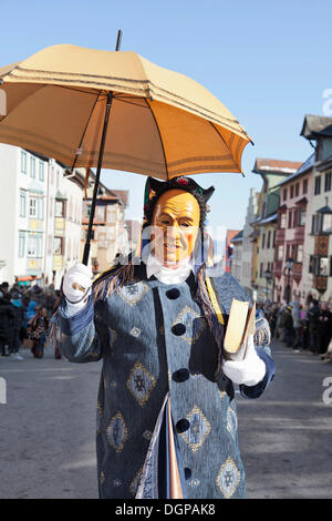 Traditionelle Schwäbisch-alemannischen Karneval Zeichen mit "Schantle" Figur, Rottweil Karneval, Rottweil, Schwarzwald Stockfoto