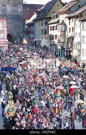 Schwäbisch-alemannischen Karneval Langzeichen, Rottweil Karneval, Rottweil, Schwarzwald, Baden-Württemberg Stockfoto