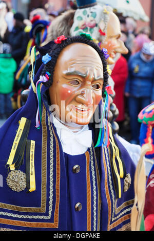 Traditionelle Schwäbisch-alemannischen Karneval Zeichen mit "Touristenattraktion" Figur, Rottweil Karneval, Rottweil, Schwarzwald Stockfoto