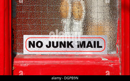 Ein Aufkleber "keine Junk-Mail", Schären, County Dublin, Provinz Leinster, Irland, Europa Stockfoto