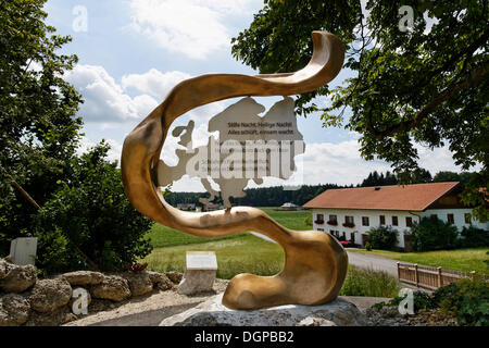 Skulptur von Martin Floerl, Station Europe bei der Franz-Xaver-Gruber Denkmal Weg, Hochburg-Ach, Innviertel region Stockfoto