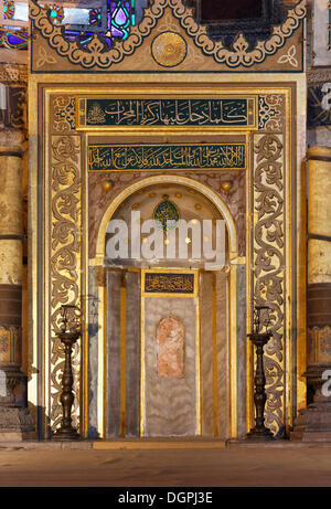 Mihrab in der Apsis, muslimische Gebetsnische, Hagia Sophia, Sultanahmet, Istanbul, europäische Seite, Provinz Istanbul, Türkei Stockfoto