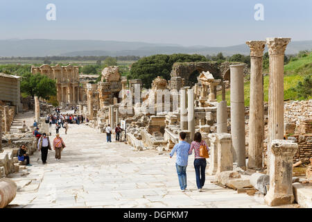 Bibliothek von Celsus und Curetes Street, Ephesus, Selçuk, İzmir Provinz, ägäische Region, Türkei Stockfoto