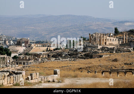 Blick auf die antike Stadt Jerash, Jordanien, Naher Osten Stockfoto