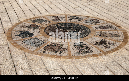 Straße Zeichen Horoskop in Jaffa, Tel Aviv - Jaffa Gemeinde Süd, älteste Teil, eine alte Hafenstadt Stockfoto