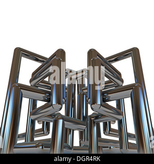 metallische Rohre isoliert auf weißem Hintergrund Stockfoto