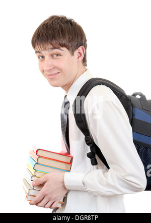 Student mit Rucksack mit den Büchern Stockfoto