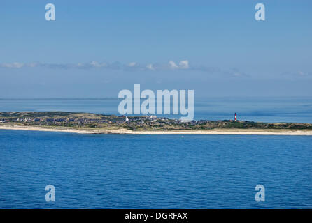 Luftaufnahme, Hoernum mit Leuchtturm Hoernum, Südspitze der Insel Sylt, Nordfriesland, Schleswig-Holstein Stockfoto