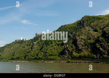 Burg Sterrenberg und Burg Liebenstein Burgen in Kamp-Bornhofen, UNESCO World Heritage Site Oberes Mittelrheintal Landschaft Stockfoto