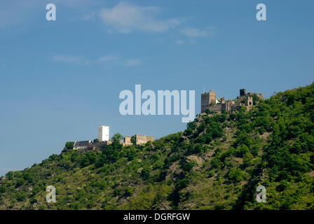 Burg Sterrenberg und Burg Liebenstein Burgen in Kamp-Bornhofen, UNESCO World Heritage Site Oberes Mittelrheintal Landschaft Stockfoto