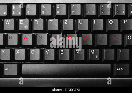 Tastatur mit Wort "Bankrott", Konkurs in rot Stockfoto