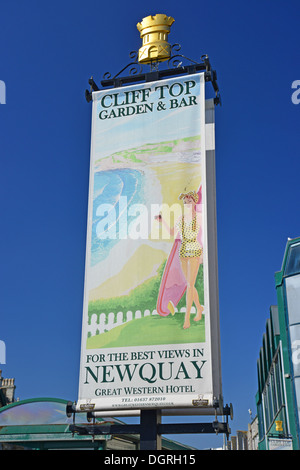 Cliff Top Bar und Garten Banner, Great Western Hotel, Newquay, Cornwall, England, Vereinigtes Königreich Stockfoto