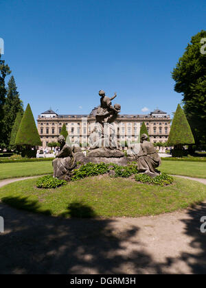 Würzburger Residenz, Barockschloss, Court Garden, Würzburg, Bayern Stockfoto