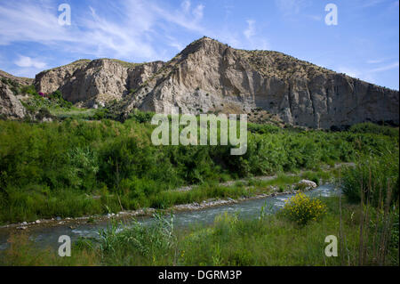 Landschaft am Fluss Rio Andarax in der Nähe der Stadt Almeria, Andalusien, Spanien, Europa Stockfoto