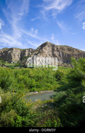 Landschaft am Fluss Rio Andarax in der Nähe der Stadt Almeria, Andalusien, Spanien, Europa Stockfoto