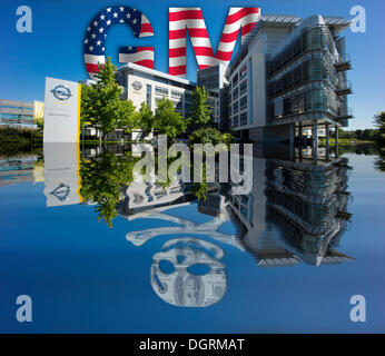 Symbolisches Bild der Macht von General Motors über Opel, Adam Opel Haus, Sitz der Adam Opel AG, Rüsselsheim, Hessen Stockfoto