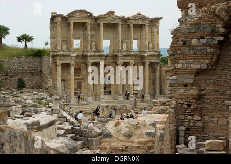 Bibliothek von Celsus, antiken Stadt Ephesus, Efes, Izmir Province, Türkei, Asien Stockfoto