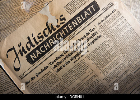 Juedisches Nachrichtenblatt, jüdische Zeitung, historische Zeitung, Ausgabe vom 1. Mai 1944, Deutschland Stockfoto