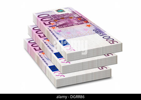 Bündel von 500 Euro-Banknoten Stockfoto